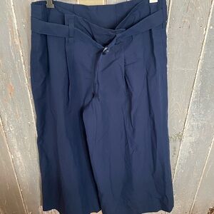 Issey Miyake 1325 Navy Wide Leg High Waist Trousers